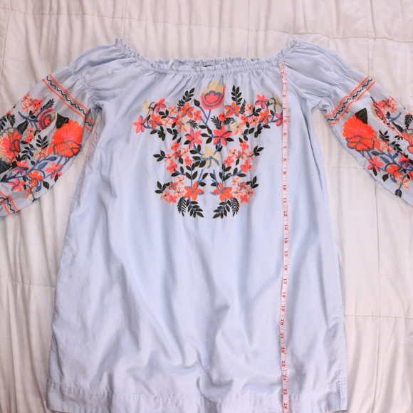 Free People Fleur De Jour Embroidered off-the-shoulder neckline Mini Dress XS - Picture 6 of 11